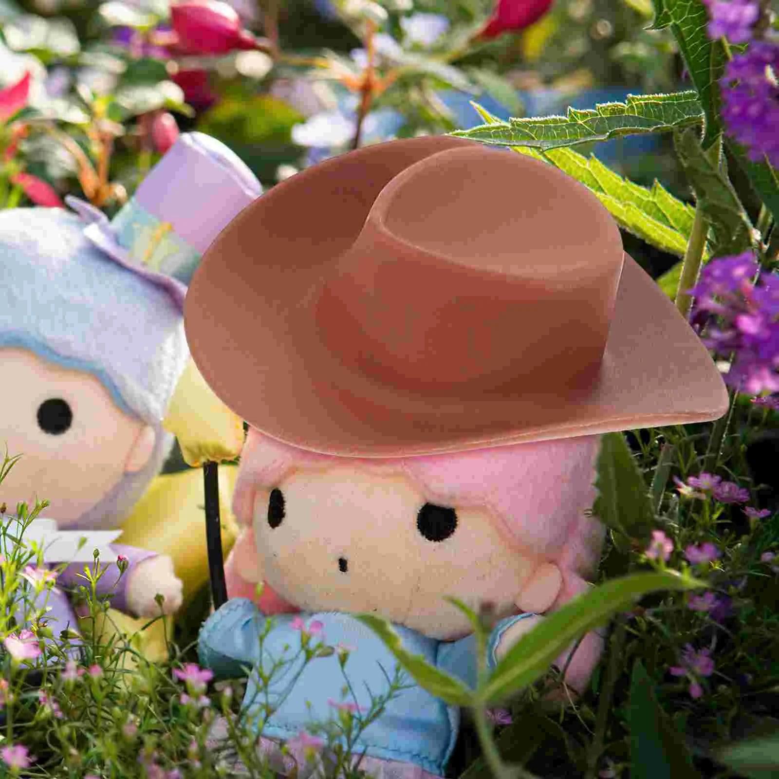 20 Pcs White Cowboy Hat Toys for Girls Mini Miniature Pet Hats Plastic Decor Tiny Miss