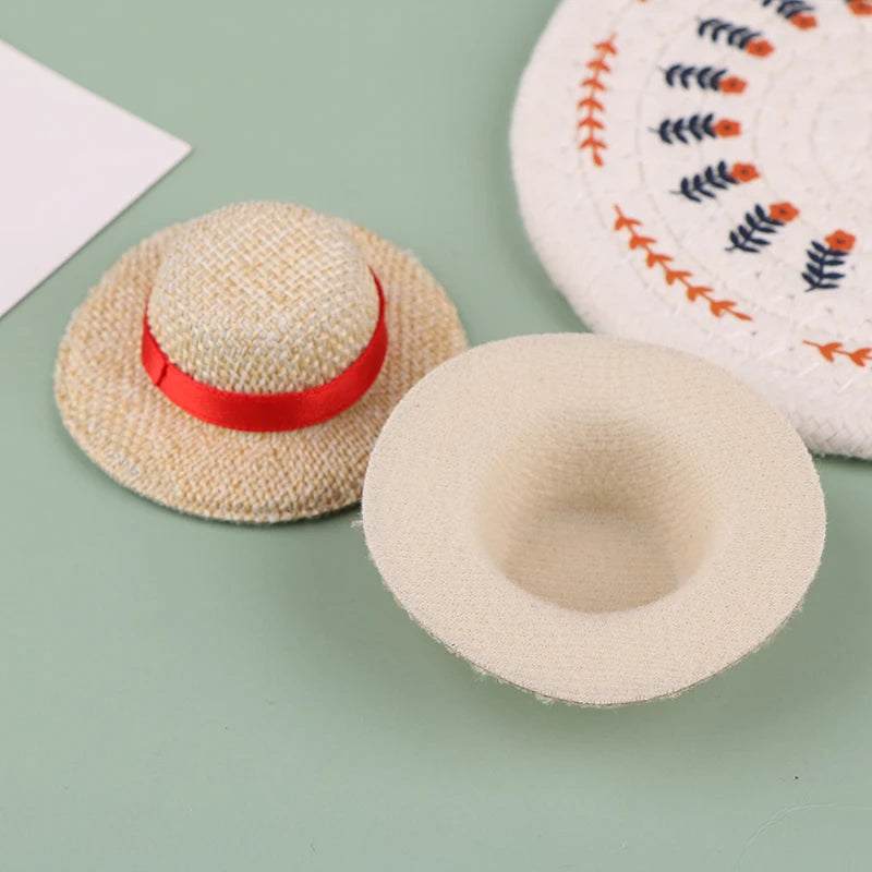 New 1Pcs Doll House Doll Mini Straw Hat Sun Cap For Doll Clothes Accessories DIY Decoration Pretend Play Toys