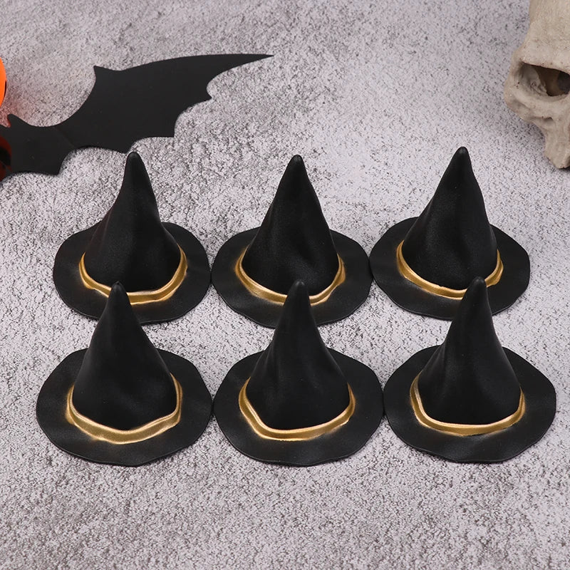 6/10Pcs Doll Felt Cloth Tiny Hats Ornament Cover Miniature Witch Hat Small Hats For Cake Decor Halloween Decoration Toy
