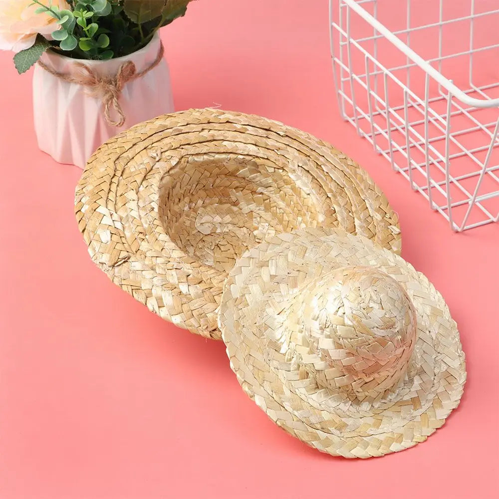 Woven Straw Hat DIY Decoration Doll Caps Multiple Sizes Crafts Cute Toys Doll Accessories