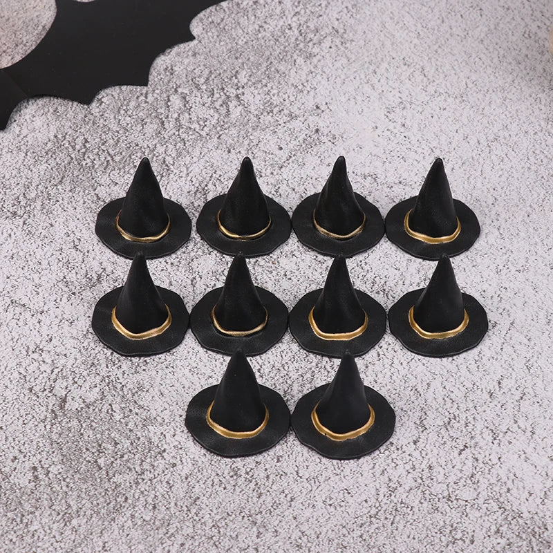 6/10Pcs Doll Felt Cloth Tiny Hats Ornament Cover Miniature Witch Hat Small Hats For Cake Decor Halloween Decoration Toy
