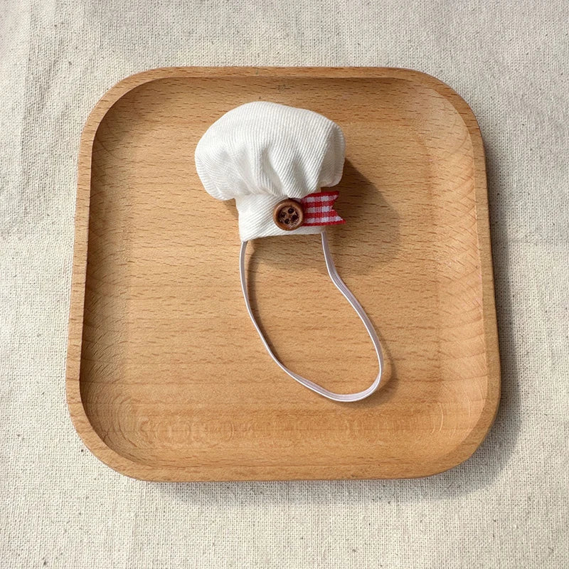 For 10CM Plush Doll Chef Hat Cute Mini Doll Hats DIY Dolls Decoration Accessories Dollhouse Scene Ornament Pretend Play Toys
