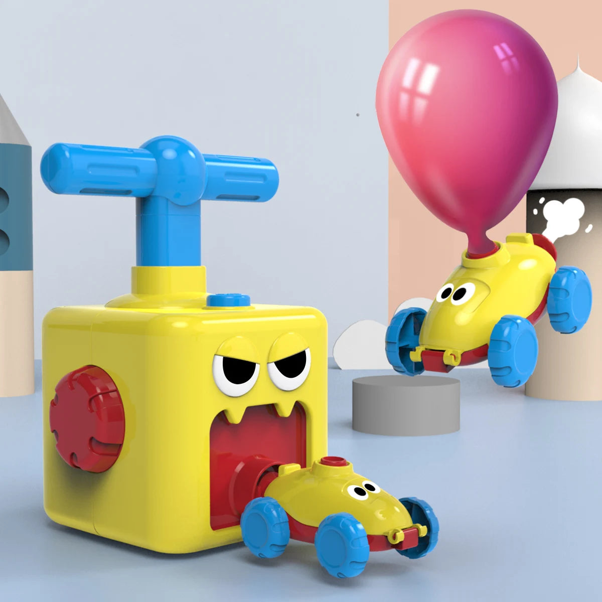 NEW Rocket Balloon Launch Tower Toy Inertia Air Power Balloon Car Science Experimen Puzzle Funny Educational Toys For Children