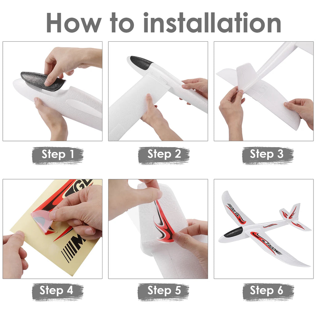 48/99CM Large Foam Glider Airplane Hand Throwing Planes Outdoor Toy 2 Flight Mode Flying Toy for Kids Birthday Party Favors