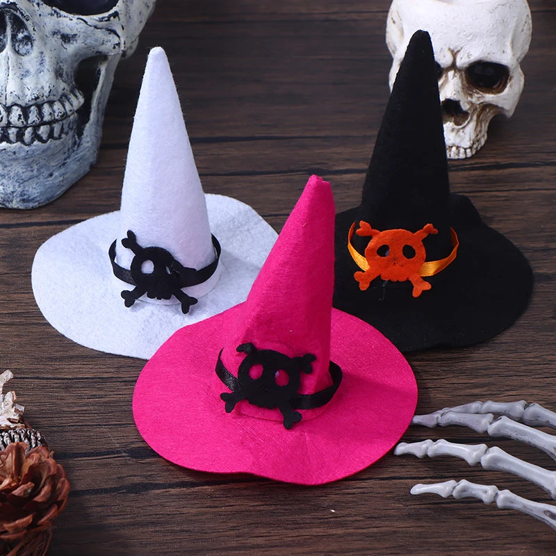 3Pcs/set Felt Halloween Doll Hats Miniature Dollhouse Home Decoration Dolls Accessories Kids Play Toys Hats Random Color