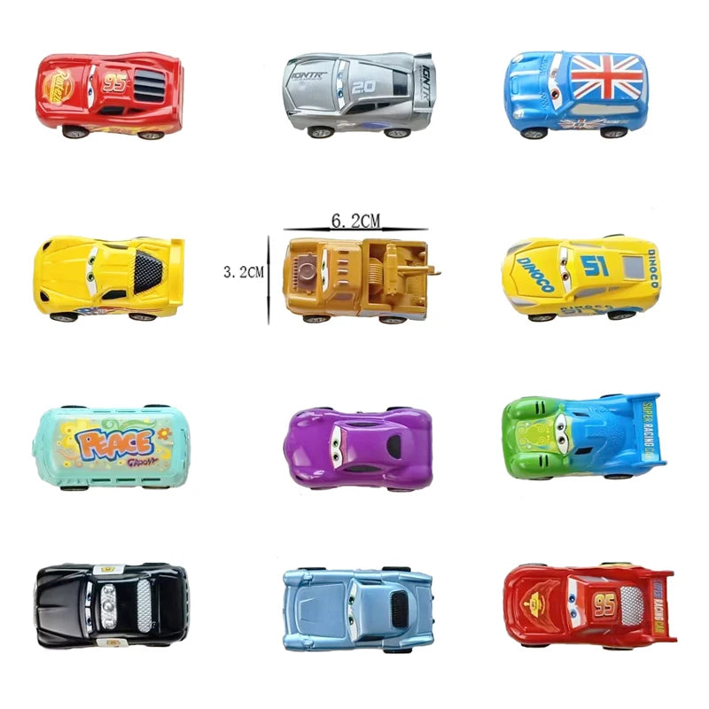 Mini 12 pcs Disney Pixar Cars 3 Piston Cup Rebound Car  Collection Lightning McQueen Jackson Storm PVC Car Model Toy for childre