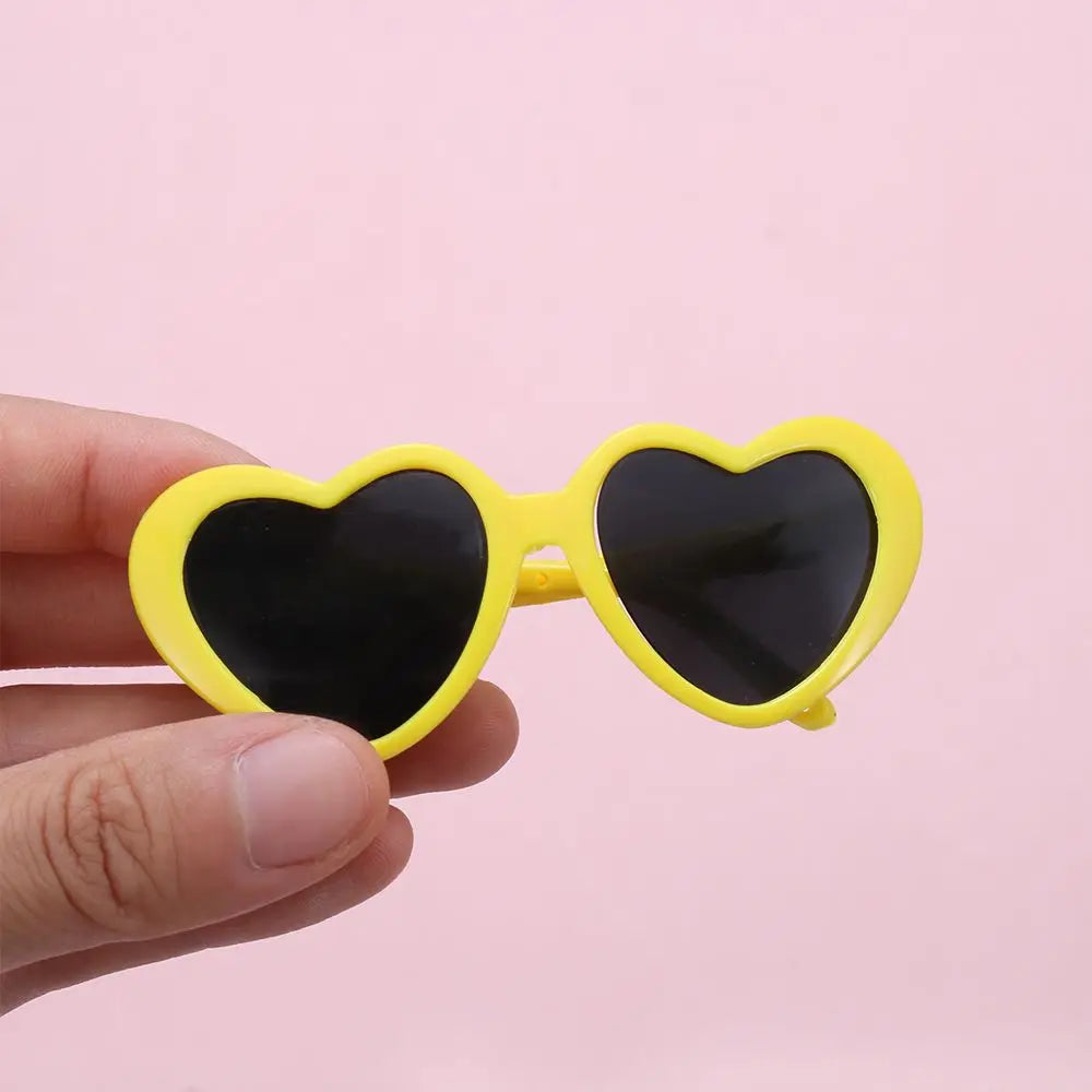 Heart Miniature Sunglasses Candy Color Frame Doll Glasses Toys Eyewear Doll Eyes Clothes Accessories For 60CM Dolls Dress Up