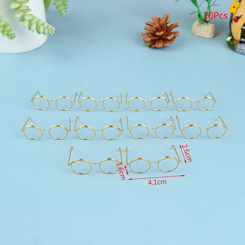 1/2/5/10Pcs Fashion Round Frame Lensless Retro Cool Doll Glasses For Doll 57*48*22mm
