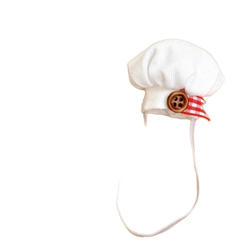 Chef Hat for Dolls - Adjustable Mini Cook Cap Costume Accessory, Cute Plush Kitchen Role Play Hat for Dolls, DIY Dressing Fun