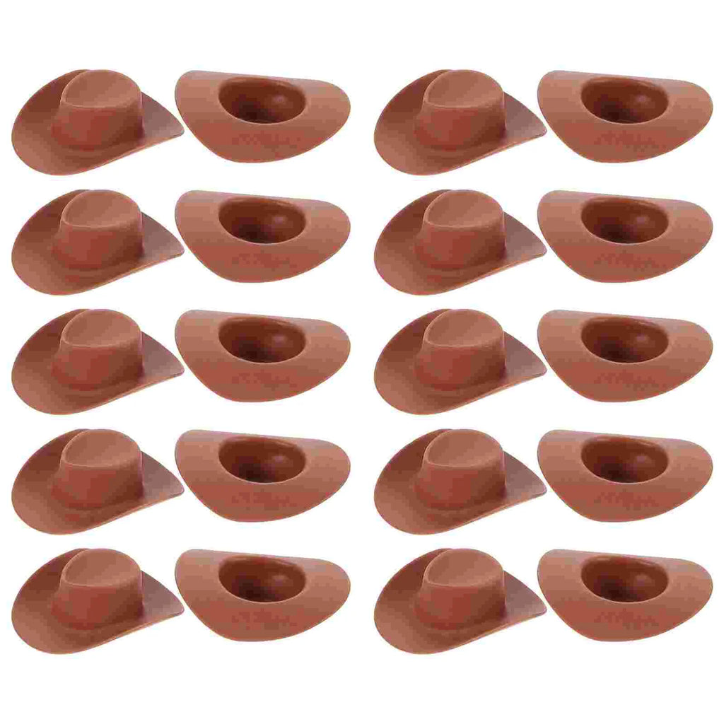 20 Pcs White Cowboy Hat Toys for Girls Mini Miniature Pet Hats Plastic Decor Tiny Miss