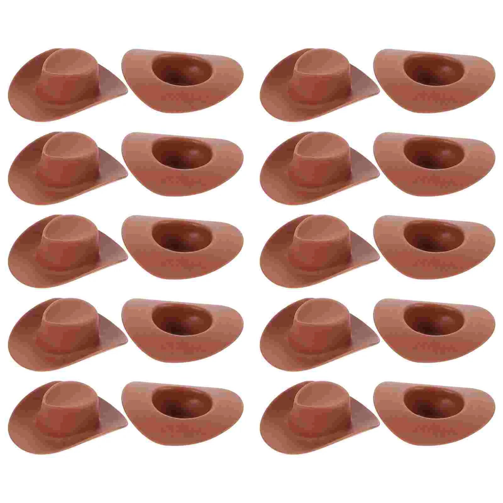 20 Pcs White Cowboy Hat Toys for Girls Mini Miniature Pet Hats Plastic Decor Tiny Miss