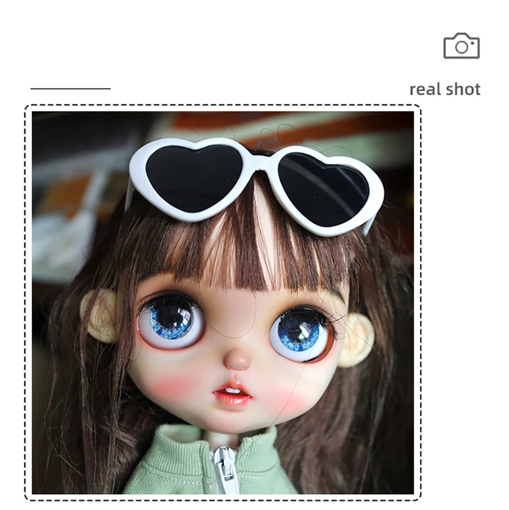 Cute Doll Glasses 18inches Reborn 1/6 Blyth Doll Fashion Flowers Crown Heart Shape Sunglasses DIY Accessories