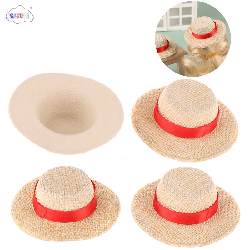 New 1Pcs Doll House Doll Mini Straw Hat Sun Cap For Doll Clothes Accessories DIY Decoration Pretend Play Toys
