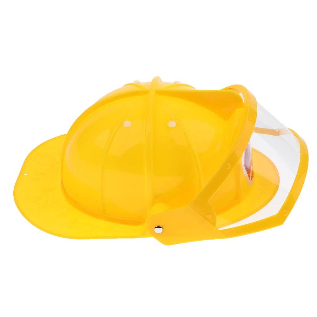Simulation Role Play Game Toy Gear Fireman Helmet Fire Fighter Hat Kids Cosplay Set Toy - Yellow