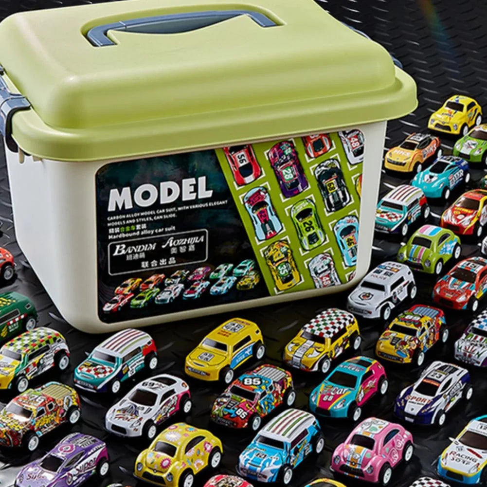 100Pcs Alloy Diecast Car Mini Cars Model Se tToys for Boys Sliding Inertia Pull Back Vehicle Toy Birthday Gift for Kids Toddler