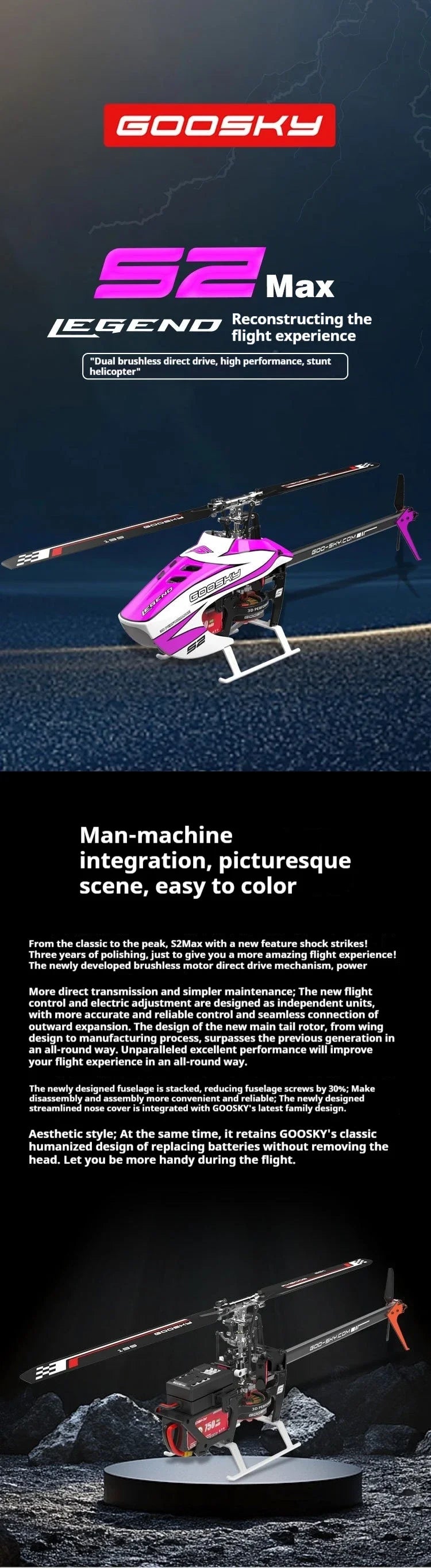 Goosky S2 Max Model Airplane 3d Remote Control Stunt Helicopter Dual Brushless Direct Drive Baf080001 Bnf/Rtf Toy Gift