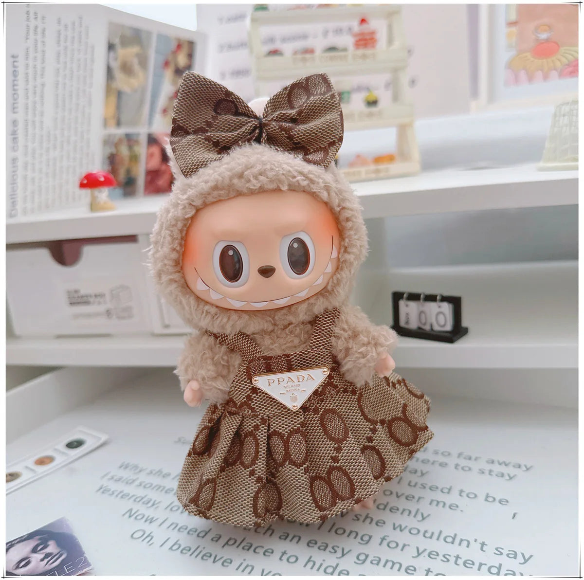 For 17cm Labubu Doll Clothes V1 V2 Doll Clothing Accessories Hat Overall Dress Shoes Bag Doll Accessories Sitting Party Game Toy
