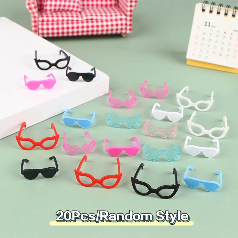 20Pcs Dollhouse Miniature Glasses Eyeglasses Model For Dolls Decorations Kids Pretend Play Toys DIY