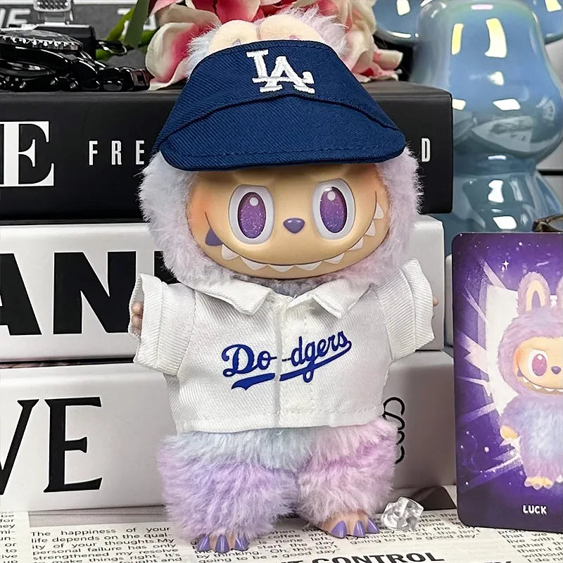 For 17cm Labubu Clothing Set Baseball jersey Catcher gloves Baseball bat Hat V1 V2 V3 Labubu Clothes Doll Accessories Toys