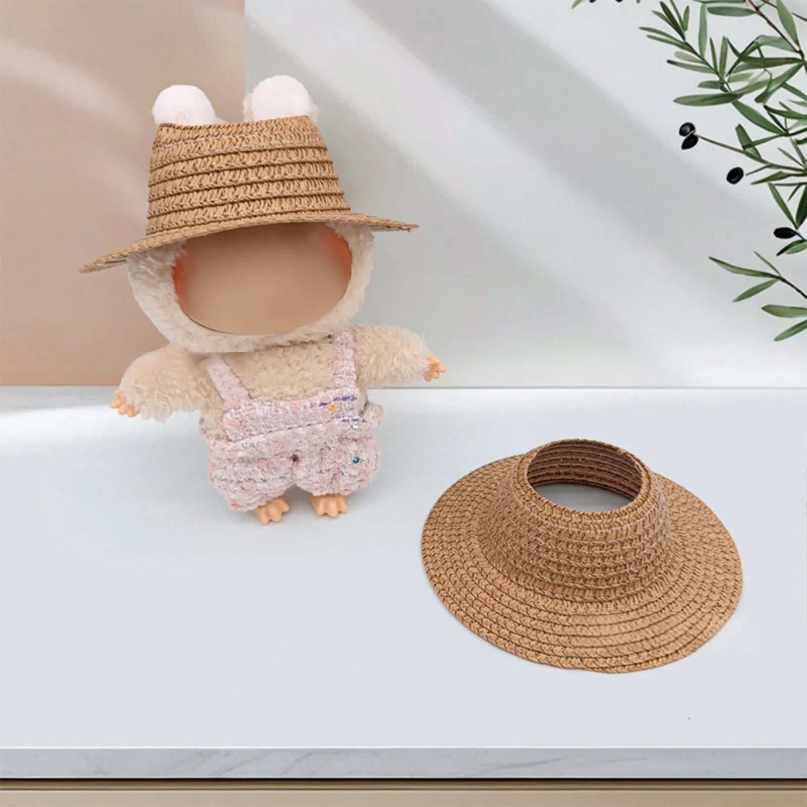 Colored Empty Straw Hat For Ropa Labubu Lovely Little Doll Accessories Cute Hat Decoration