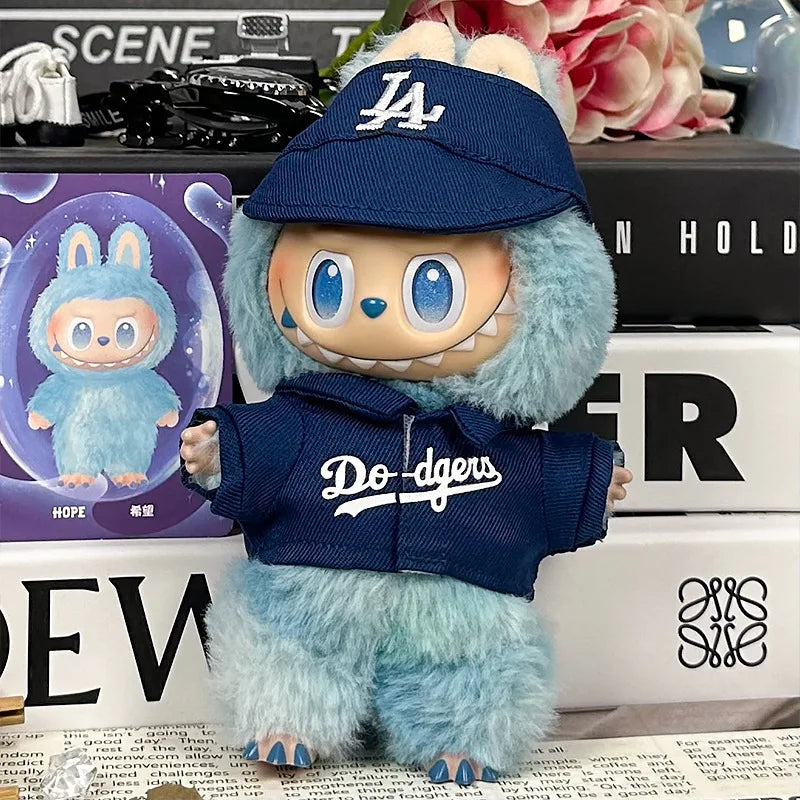For 17cm Labubu Clothing Set Baseball jersey Catcher gloves Baseball bat Hat V1 V2 V3 Labubu Clothes Doll Accessories Toys